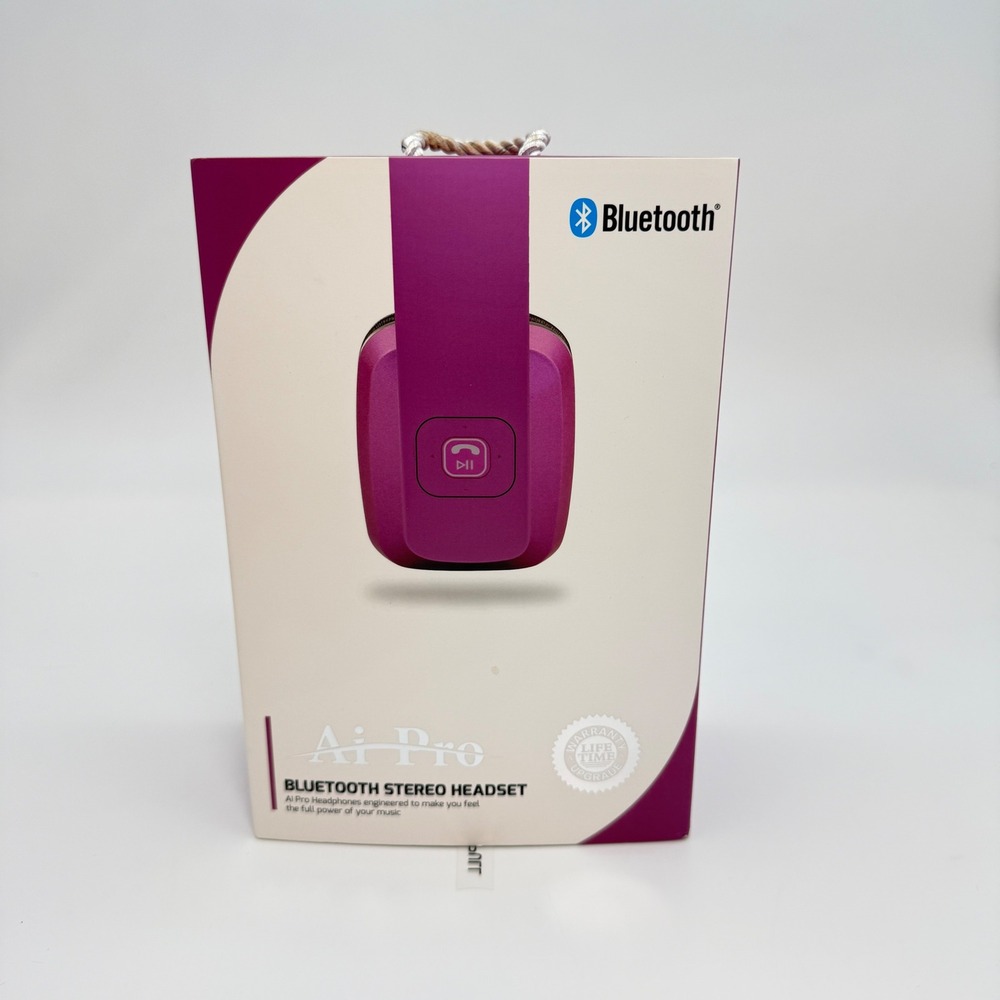 Ai Pro Bluetooth Stereo Headset Wireless Headphones Pink Excellent Condition